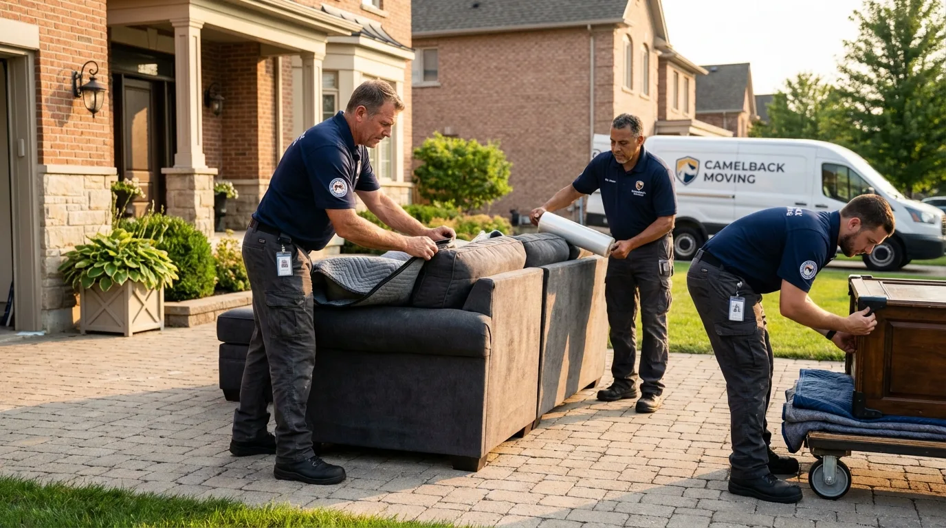 Large estate moving crew wrapping furniture in West Hollywood, CA
