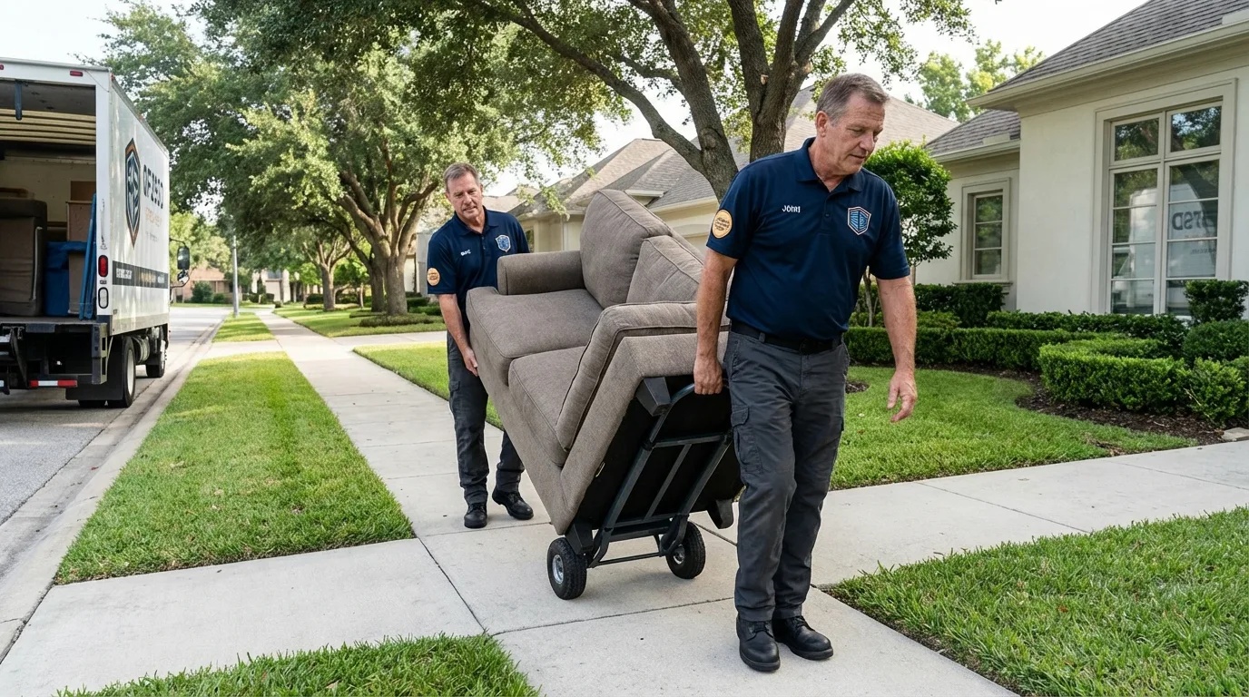 Local residential moving crew loading furniture in West Hollywood, CA